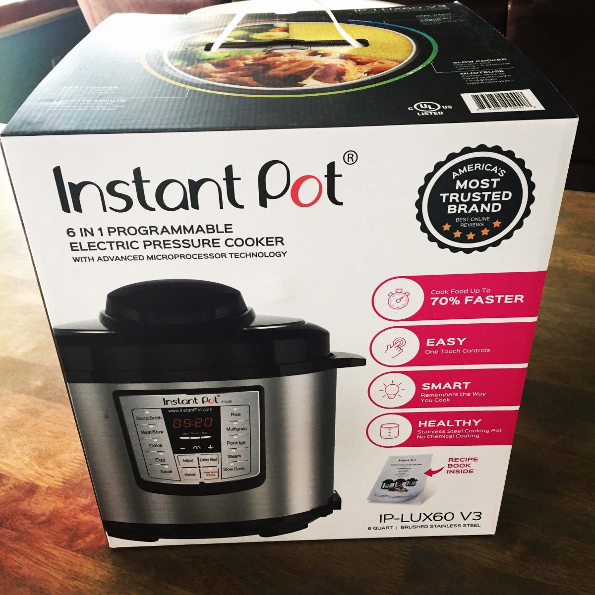 Instant Pot IP-LUX60 V3 Programmable Electric Pressure Cooker, 6Qt, 1000W (updated model)