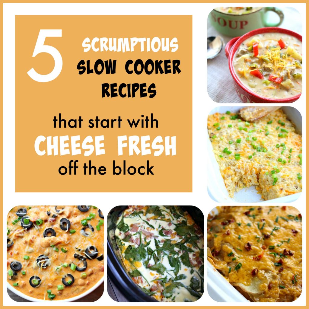 5 scrumptious slow cooker recipes that start with cheese fresh off the block cheese
