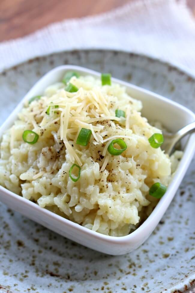 Instant Pot Parmesan Risotto--Creamy, no fuss and no stir risotto made in just a few minutes in your electric pressure cooker.