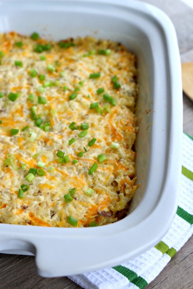 slow cooker hashbrown casserole (funeral potatoes)
