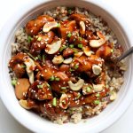 this cashew chicken is just as good as your favorite Chinese restaurant.  It’s super easy and flavorful and it’s all made in the comfort of your own kitchen. The instant pot speeds up the process and helps get dinner on the table in minutes.