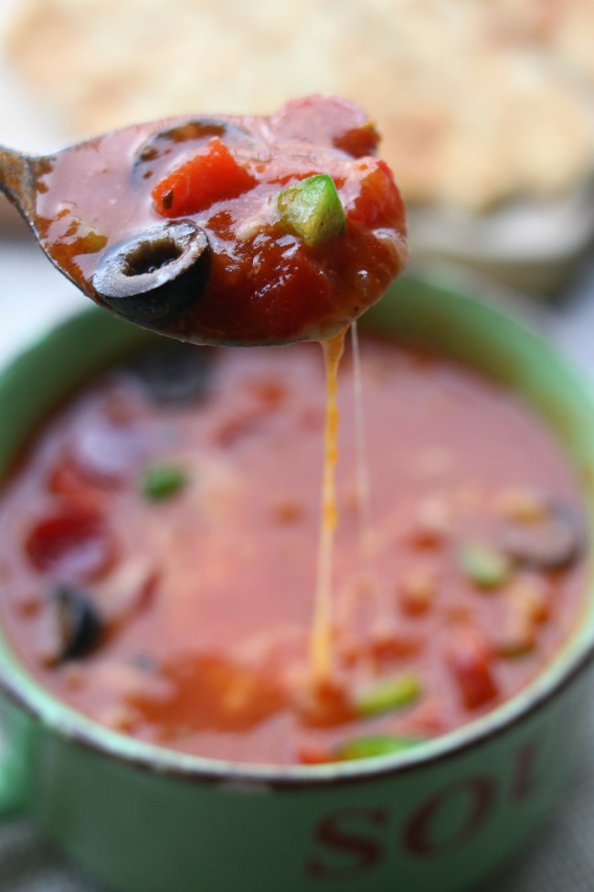 Instant Pot Pizza Soup--Love pizza?  Try this soup that tastes like the real deal (minus the crispy crust).  It’s made in the pressure cooker too so it’s extra fast and totally delicious.  Add whatever pizza toppings you like to the soup to make it taste even better! 