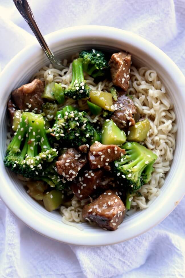 Instant Pot Beef and Broccoli--tender pieces of beef are served alongside broccoli and a savory and slightly sweet Asian sauce for a homemade version of your favorite Chinese takeout dish. 