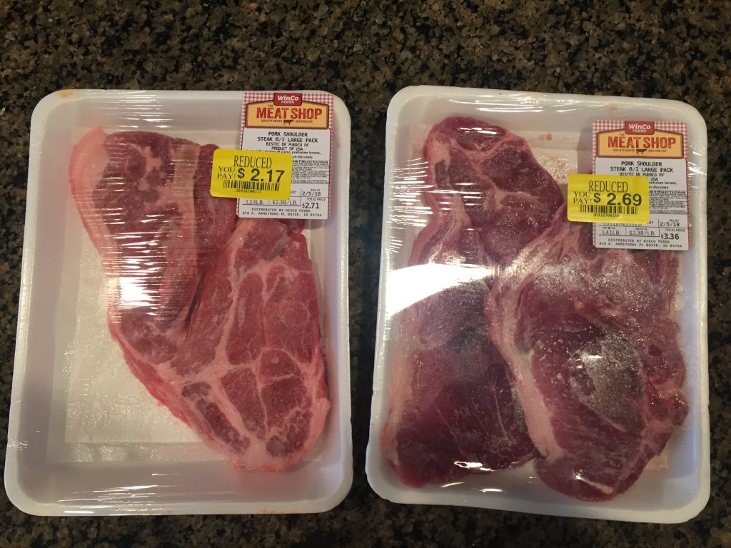 pork shoulder steaks I bought at winco