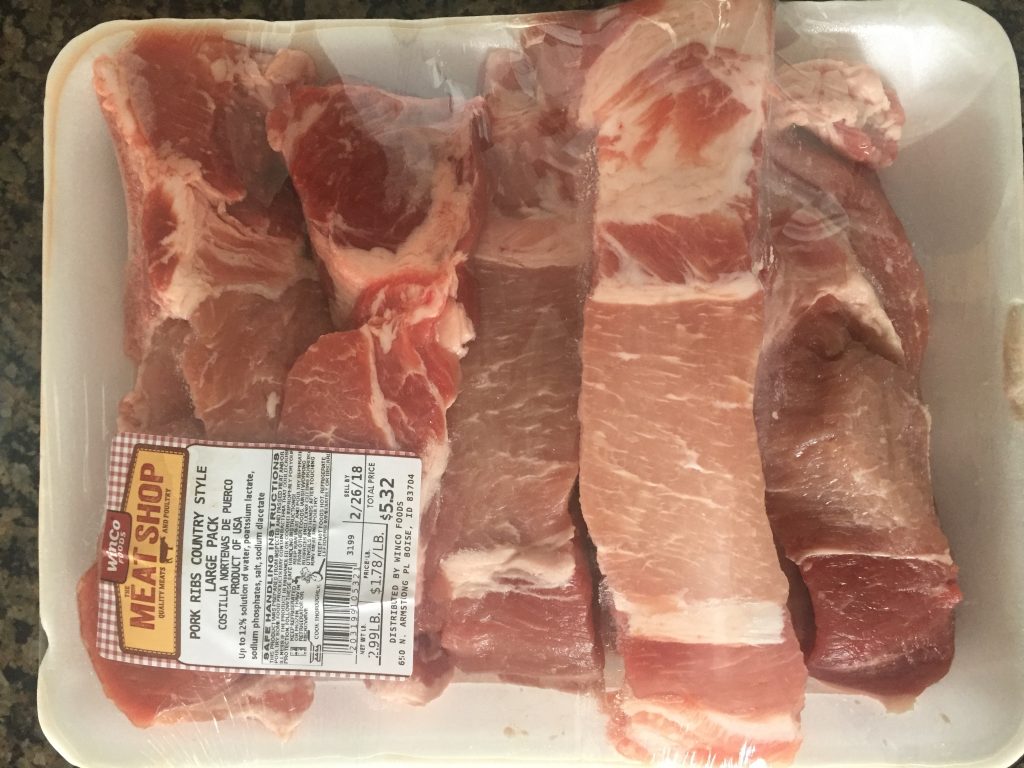 pork country style ribs from winco in package