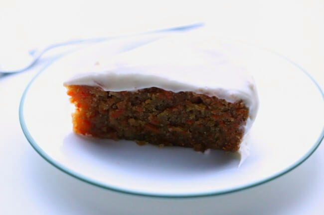 Instant Pot Steamed Carrot Cake--a one layer dense and moist steamed carrot cake that is served with decadent cream cheese frosting.