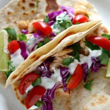 Alaska Cod Fish Tacos with Garlic Lime Sour Cream (slow cooker, instant pot or oven)