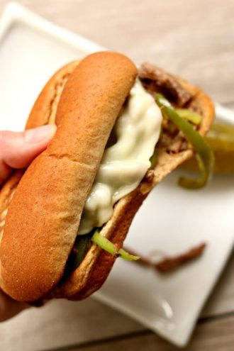 Instant Pot/Slow Cooker Philly Cheesesteak Sandwiches