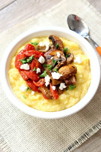 Slow Cooker Creamy Polenta with Roasted Tomatoes
