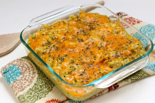 Instant Pot Chicken Curry Broccoli Casserole--creamy mild curry flavored rice with chunks of tender chicken and florets of broccoli. A family favorite casserole recipe perfect for any weeknight. 