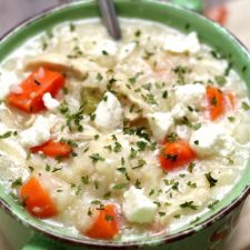Slow Cooker Greek Chicken Lemon Rice Soup