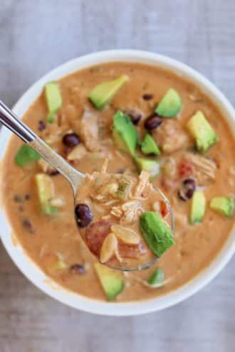 Slow Cooker Green Chile Chicken Orzo Soup