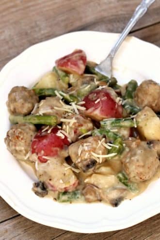 Instant Pot Meatballs and Red Potatoes with Creamy Parmesan Sauce