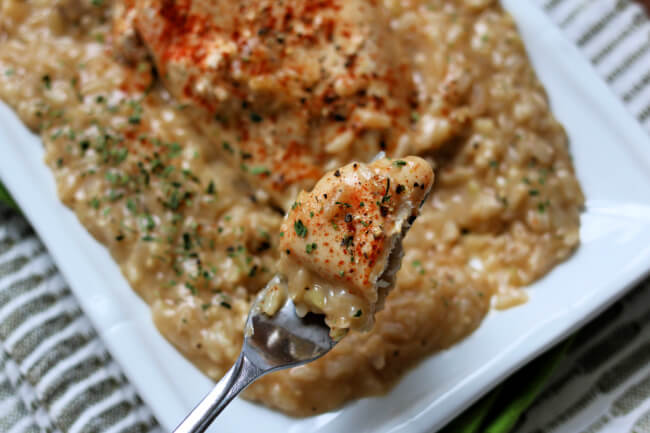 Instant Pot No Peek Chicken--that easy 3-ingredient chicken and rice recipe from your childhood that has cream of mushroom soup in it. Only this time it's made in your Instant Pot.  