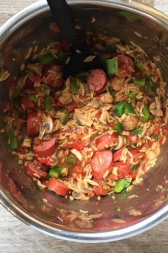 Instant Pot Smoked Sausage with Parmesan and Orzo