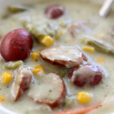 Slow Cooker Garlic Parmesan Sausage Chowder
