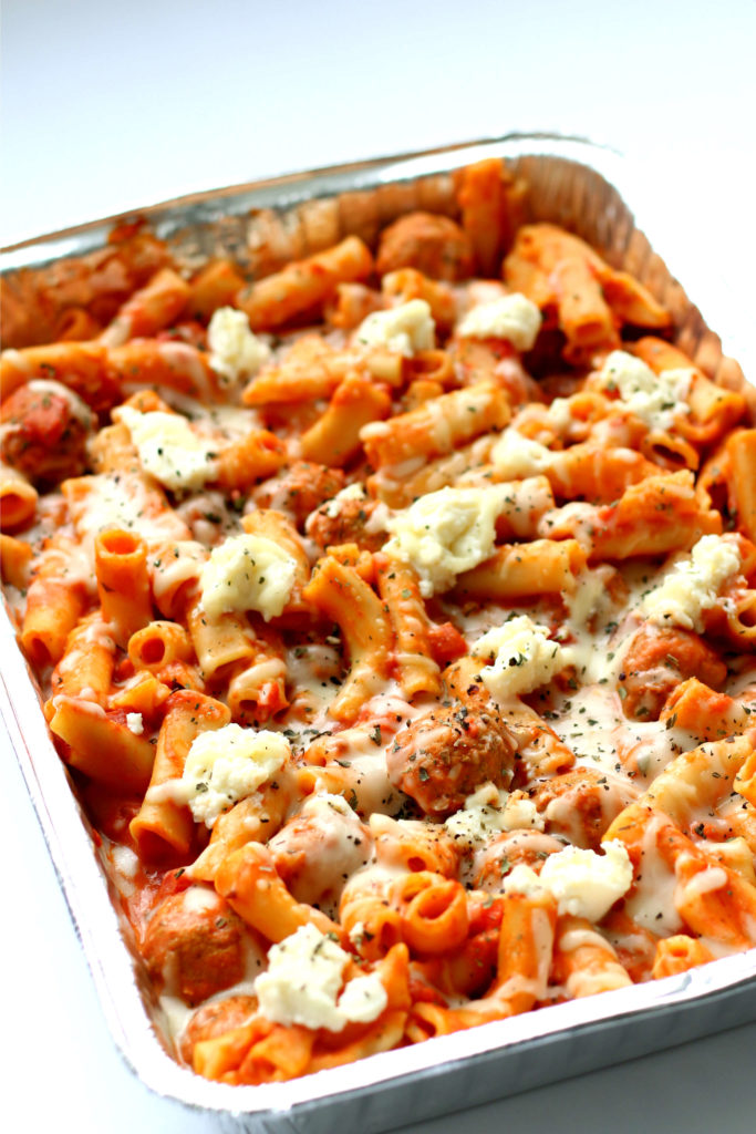 Instant Pot Ziti and Meatballs--an easy Instant Pot version of baked ziti with a scrumptious tomato cream sauce, ricotta and meatballs. Everyone will be asking for seconds! 