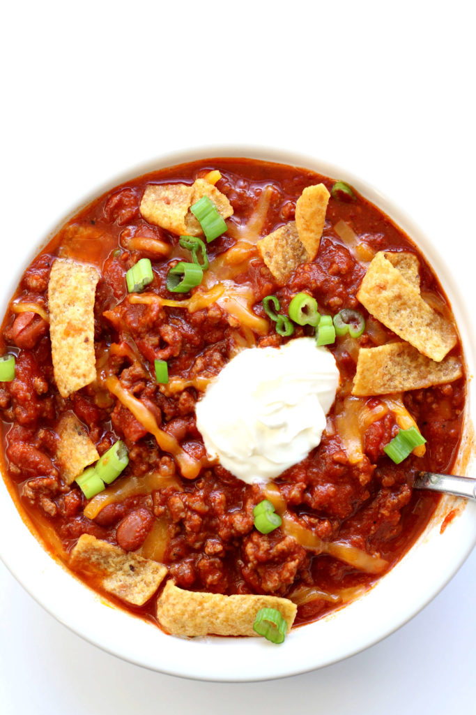 Down Home Instant Pot Chili--a fast and easy chili recipe that has lots of flavor but isn't too spicy! Perfect for any night of the week or for the chili cook-off contest. 