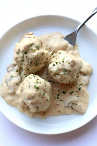 Instant Pot Polish Meatballs with Sour Cream Mushroom Sauce