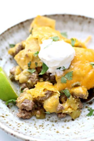 Instant Pot 5 Ingredient Beef Enchiladas Casserole