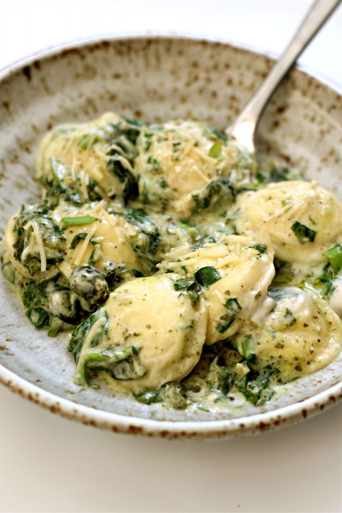 instant pot ravioli with spinach