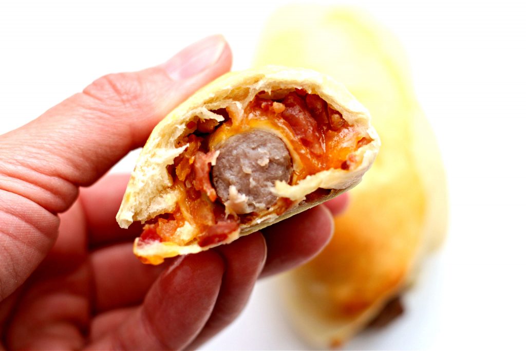 sausage wrapped in baked dough