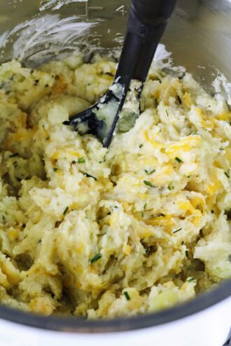 Life Changing No Peel Cheddar and Chive Instant Pot Mashed Potatoes
