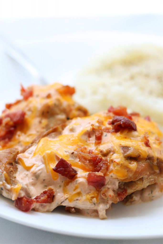 chicken with bacon, cheddar and sauce
