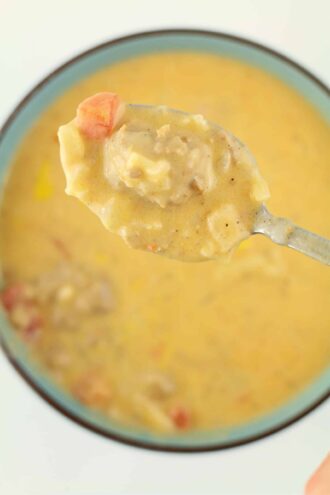 Instant Pot Cheesy Hamburger Hashbrown Soup