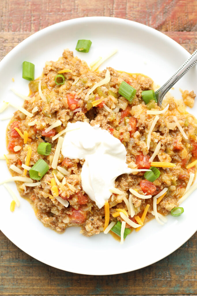 low carb taco beef casserole in the Instant Pot