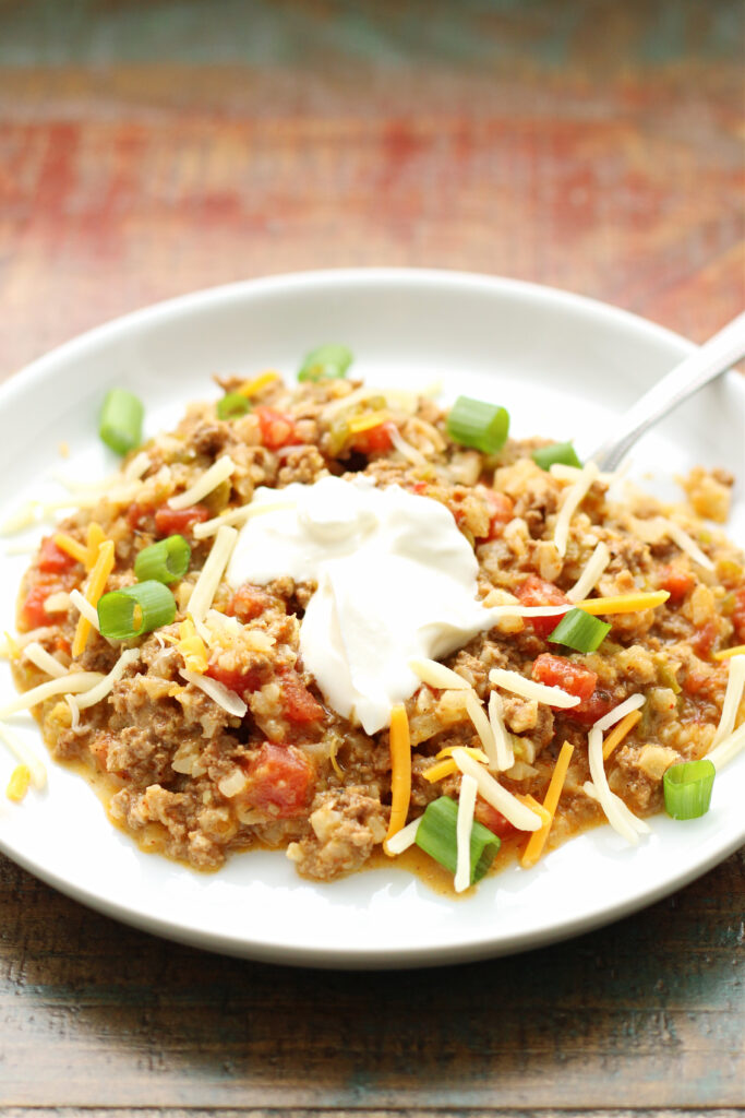 low carb taco beef casserole in the Instant Pot
