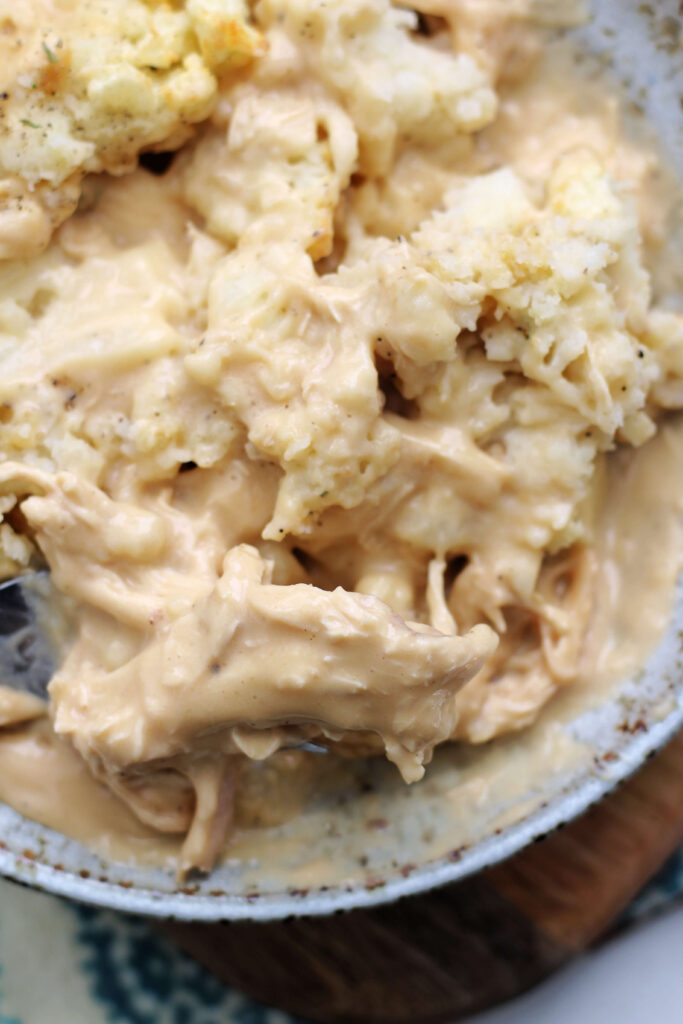 Underground Chicken Casserole--chicken and gravy topped with a layer of mashed potatoes made in your Instant Pot.