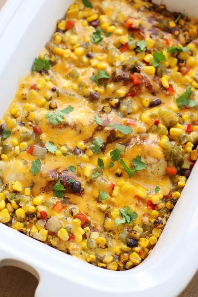 Slow Cooker Chicken Enchilada Casserole