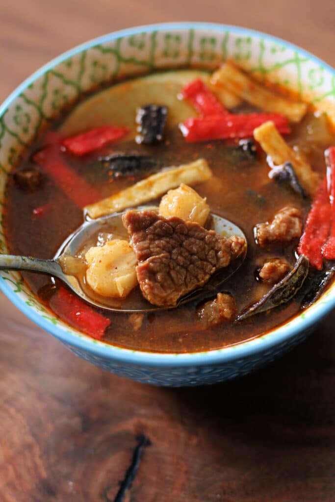 Instant Pot Beef Hominy Soup