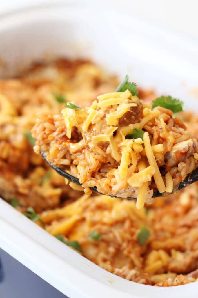Slow Cooker Cheesy Chicken Enchilada Rice