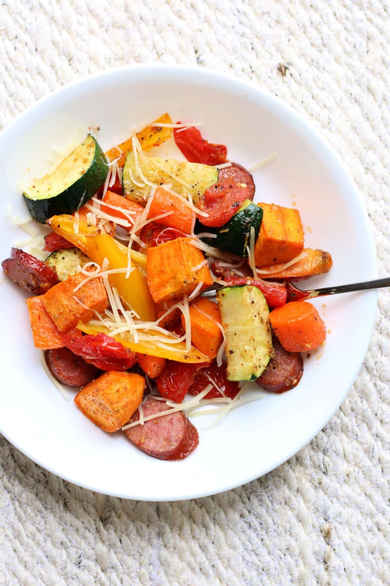 Rainbow Sausage Sheet Pan Dinner