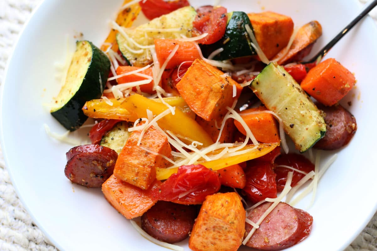 Rainbow Sausage Sheet Pan Dinner