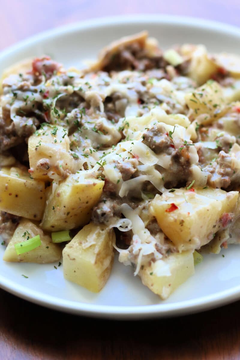 Pepper Jack Potato and Beef Casserole