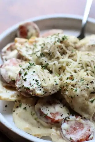 Crockpot Pierogi Summer Sausage Casserole