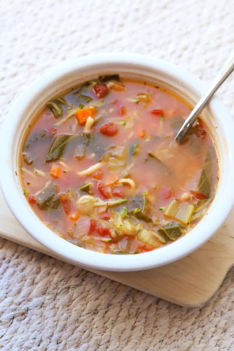 The Great Smoky Mountain Soup--an easy Instant Pot or slow cooker soup recipe loaded with vegetables, white beans and a savory broth, then finished with melty smoked Gouda or Parmesan cheese.