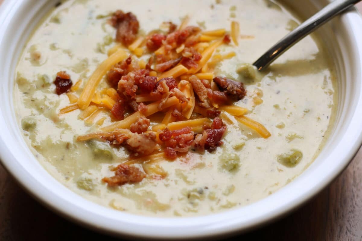 Dolly's Tennessee Mountain Stampede Soup--a creamy slow cooker vegetable soup made with mixed vegetables, herbs and chicken broth.
