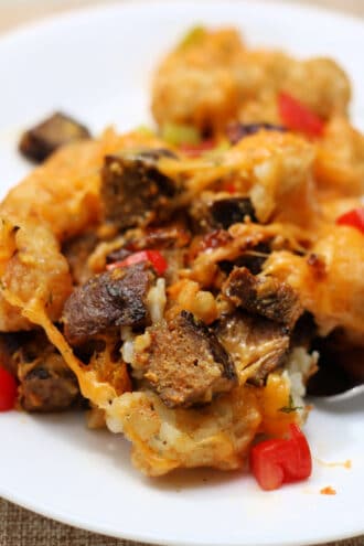 Cheesy Garlic Smashburger Casserole