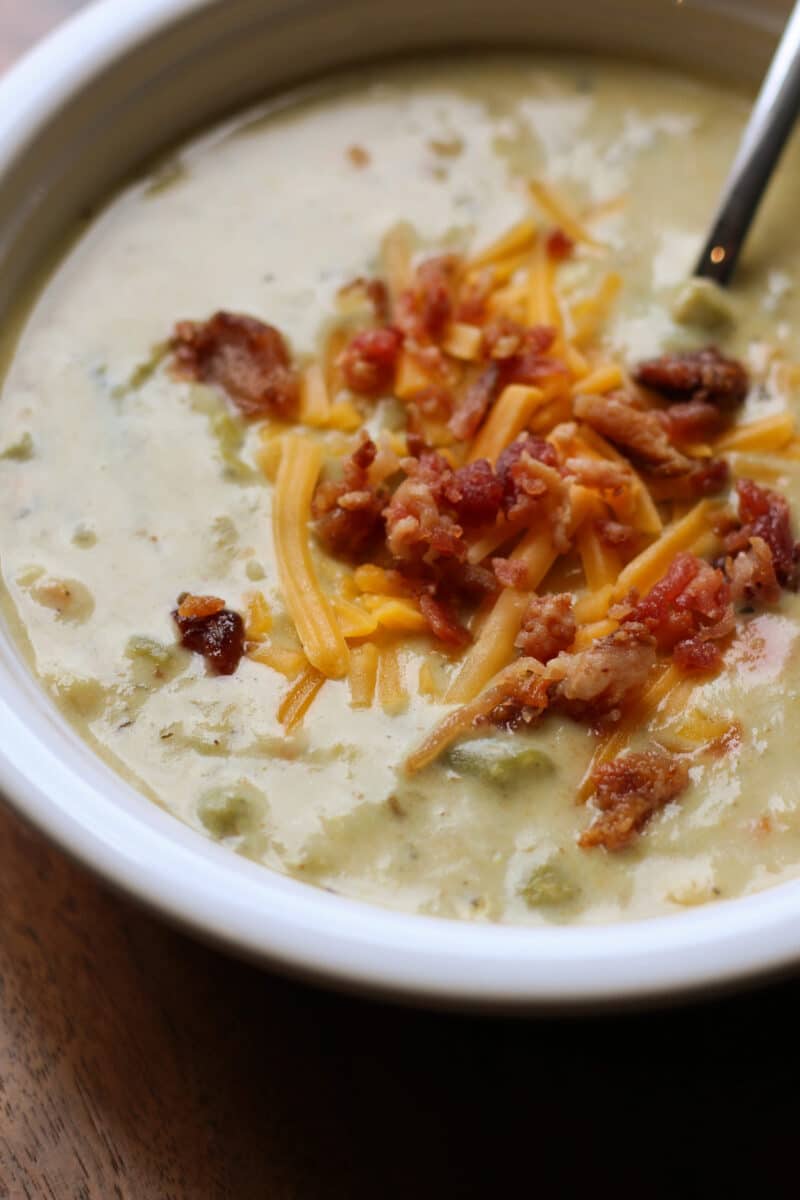 Dolly's Tennessee Mountain Stampede Soup--a creamy slow cooker vegetable soup made with mixed vegetables, herbs and chicken broth.