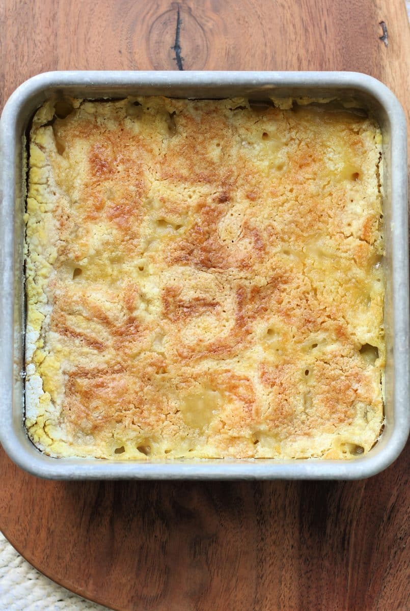 Dolly Parton's 3 Ingredient Special--an easy old-fashioned dessert made with canned fruit cocktail, yellow cake mix and butter for a warm, buttery dessert. Make it in the oven or slow cooker.
